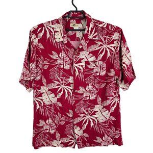 Mens Joe Marlin Red & White Floral Hawaiian Shirt Button Down Short Sleeve XL